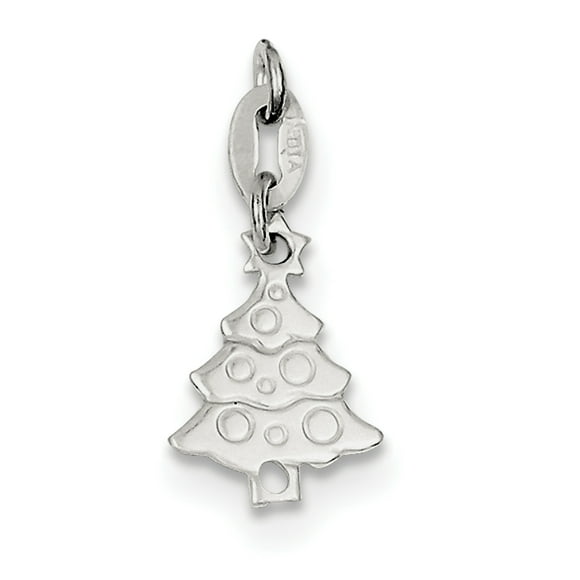 Lex & Lu Sterling Silver Rhodium-platedEnamel Christmas Tree Charm Lex & Lu Sterling Silver Rhodium-platedEnamel Christmas Tree Charm